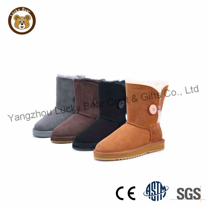 New Fashionable Winter Warm Comfy Cute Bow Ladies Ankle Real Sheepskin Fur Snow Boots