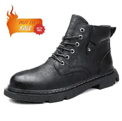 Fabricantes OEM Wholesale Logo Moq pequeno de alta qualidade Sapatos masculinos Doc Martens Botas de trabalho ao ar livre Botas de couro da moda