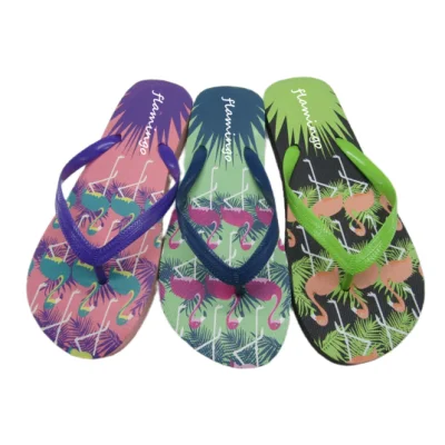 Chinelos femininos com impressão personalizada PE em massa Chinelos flip-flops para mulheres