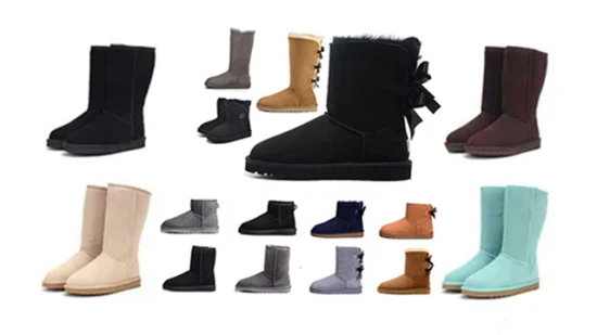 Venda por atacado Botas de couro de neve OEM personalizadas para neve no tornozelo Botas peludas para mulheres com pele feminina